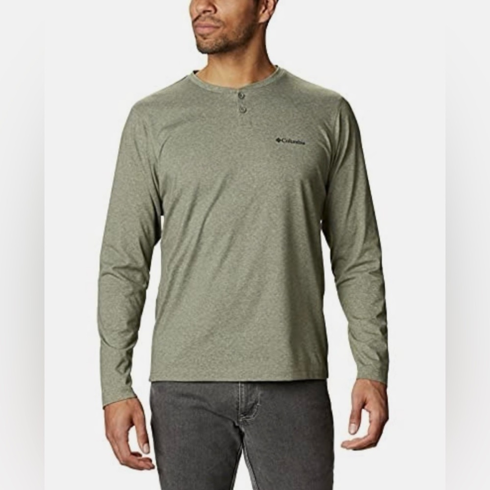 Columbia Men’s Thistletown Park Long Sleeve Henley Shirt Green Size XXL